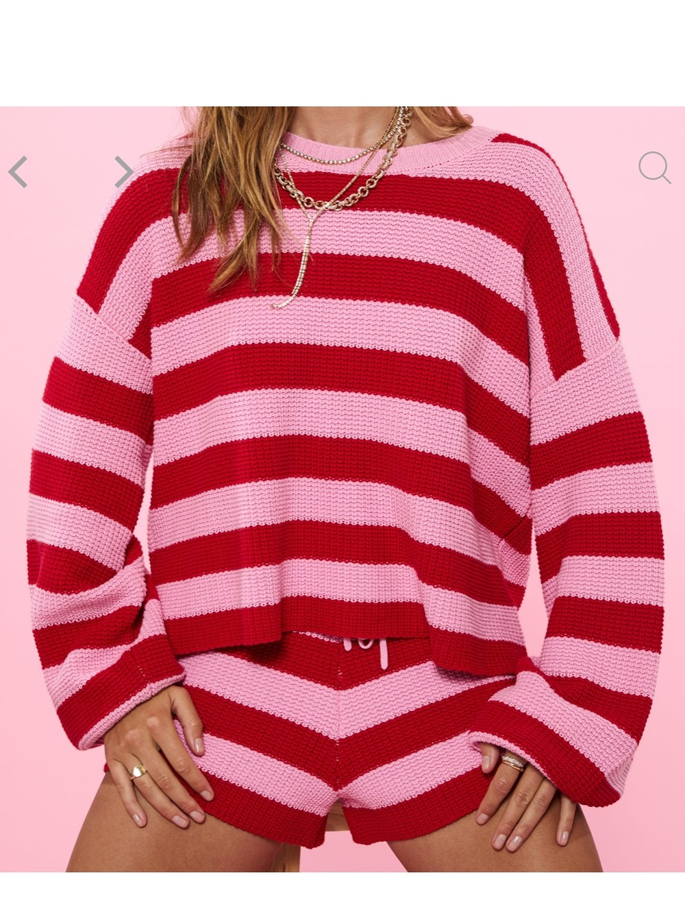 Beach Riot Ava Sweater Candy Cane Stripe Sz L
